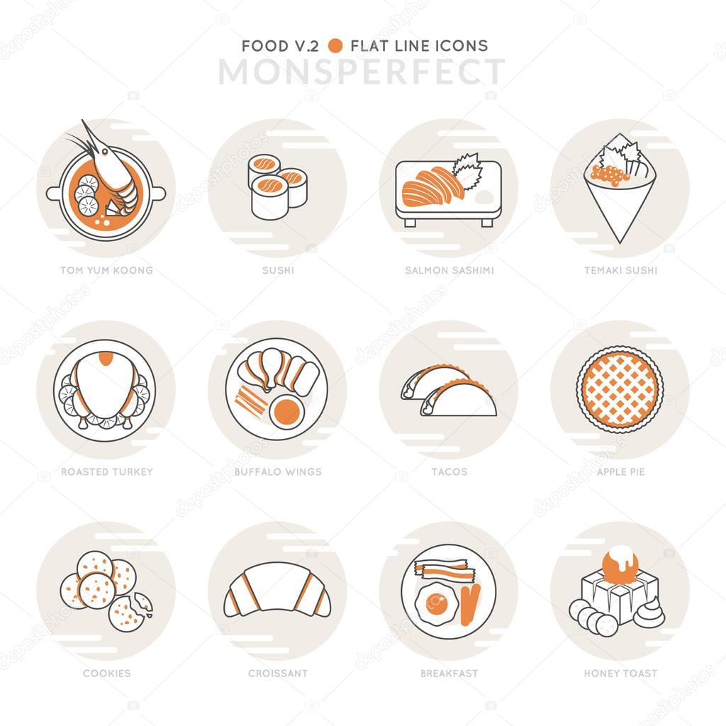 Infographic Icons Elements about Food. Flat Thin Line Icons Set Pictogram for Website and Mobile Application Graphics.