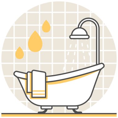 Banyo - iç tasarım öğelerinden Infographic simgesi ayarla.