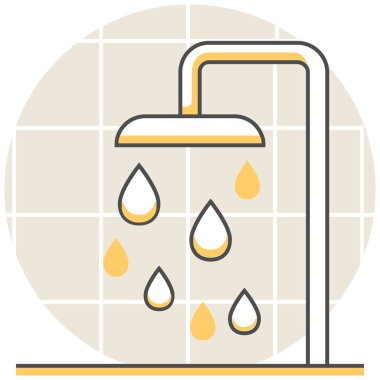 Duş - Hostel Hizmetleri öğelerden Infographic simgesi ayarla. FL