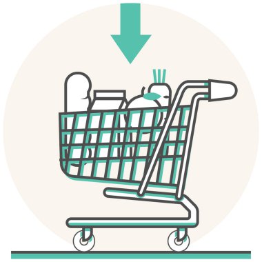 Alışveriş sepeti - Set alışveriş bakkal öğelerden Infographic simgesi.