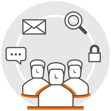 Kullanıcı grupları ve davranış - dijital pazarlama stratejisi Set öğelerden Infographic simgesi.