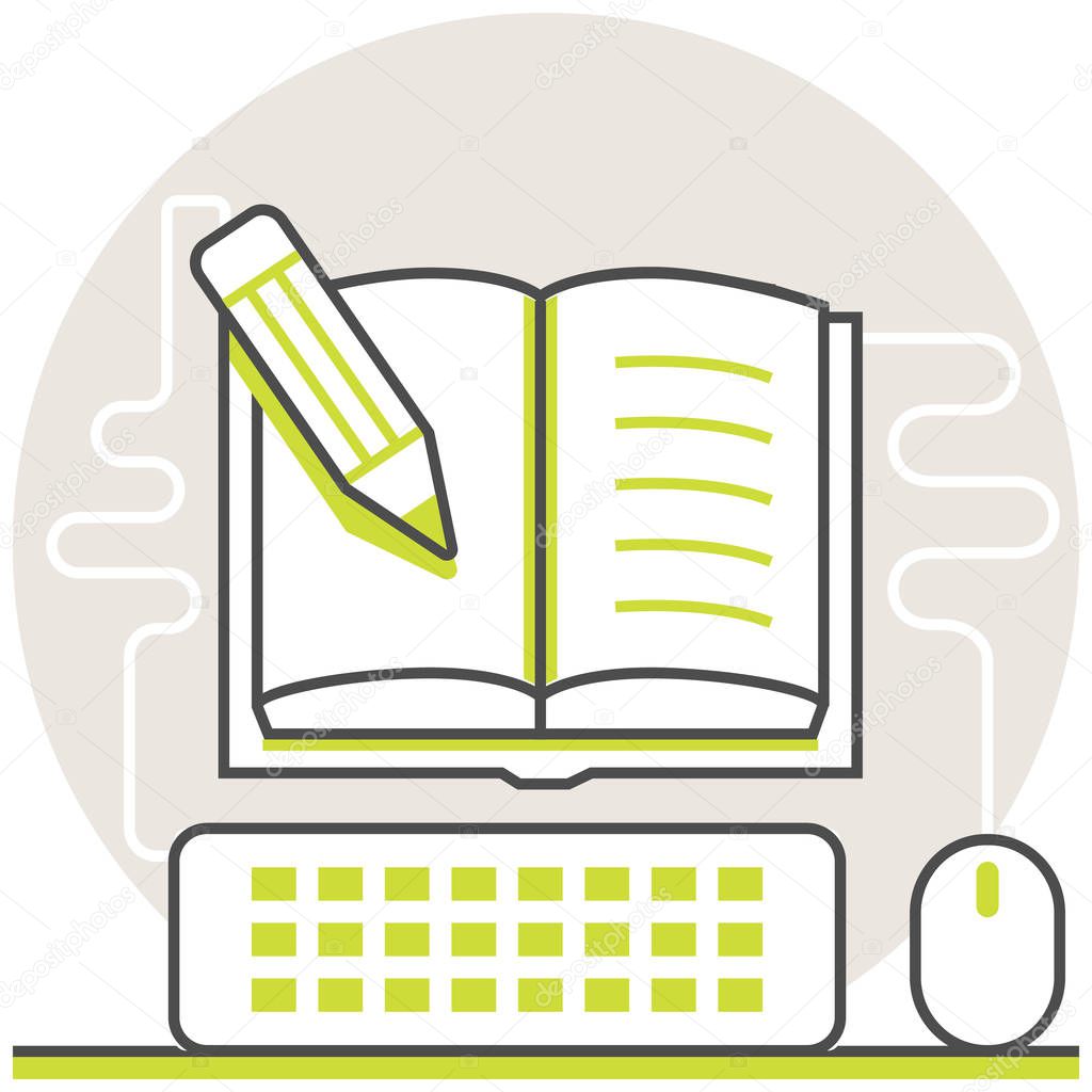 Online Lessons - Infographic Icon Elements from Online Education Set. Flat Thin Line Icon Pictogram for Website and Mobile Application Graphics.