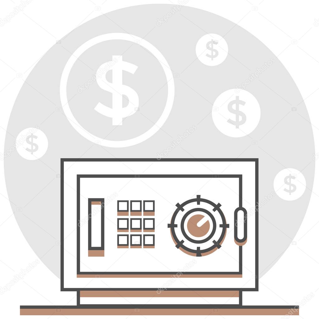 Safety Deposit Box Infographic Icon Elements from Hotel Services Set