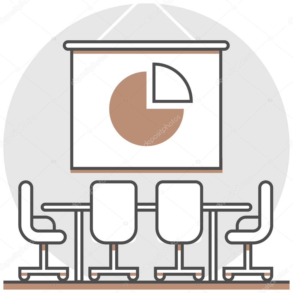 Conference Hall - Infographic Icon Elements from Hotel Services Set. Flat Thin Line Icon Pictogram for Website and Mobile Application Graphics.