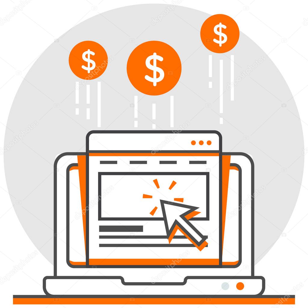 Pay-Per-Click Advertising - Infographic Icon Elements from Digital Marketing Strategy Set.