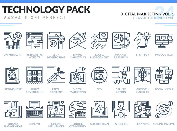 Conjunto de iconos de marketing digital . — Vector de stock