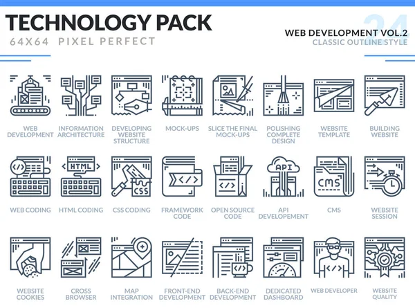 Web-Entwicklung Symbole gesetzt. — Stockvektor