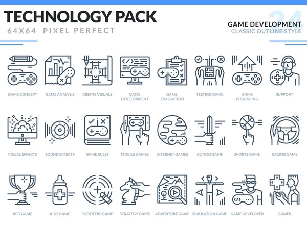 Oyun geliştirme Icons Set. — Stok Vektör