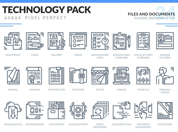 Conjunto de ícones de arquivos e documentos . — Vetor de Stock