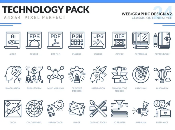 Conjunto de iconos de diseño gráfico y web . — Vector de stock