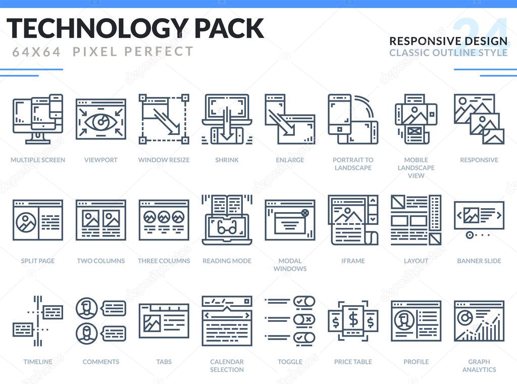 Responsive Design Icons Set. Technology outline