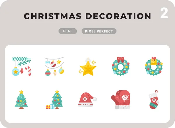 Christmas Decoration Flat  Icons Pack for UI. Pixel perfect thin line vector icon set for web design and website application. — Stock Vector