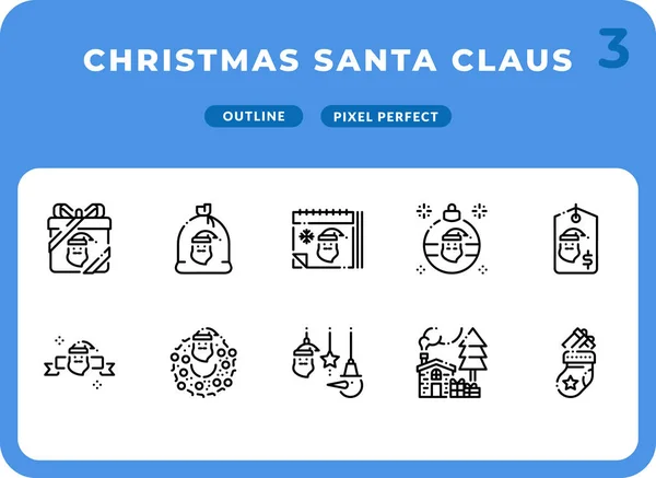 Christmas Santa Claus Dashed Outline Icons Pack for UI. Pixel perfect thin line vector icon set for web design and website application.