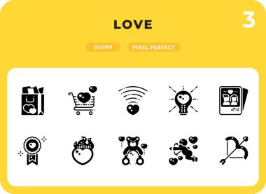 Ui için Sevgi Simgeleri Paketi. Web tasarımı ve web sitesi uygulaması için mükemmel ince çizgi vektör simgesi