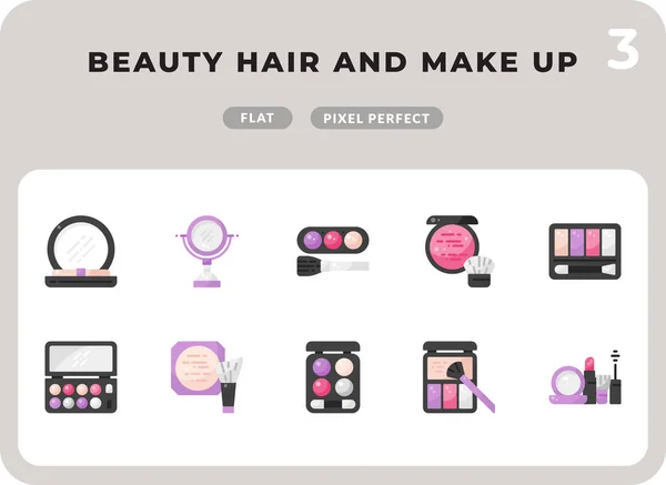 Beauty Hair e Make Up Flat Icons Pack per UI. Set di icone vettoriali a linea sottile perfette per il web design e l'applicazione del sito Web — Vettoriale Stock