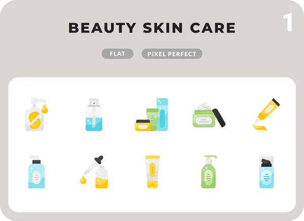 Beauty Skin Care Flat Icons Pack per interfaccia utente. Set di icone vettoriali a linea sottile perfette per il web design e l'applicazione del sito Web — Vettoriale Stock