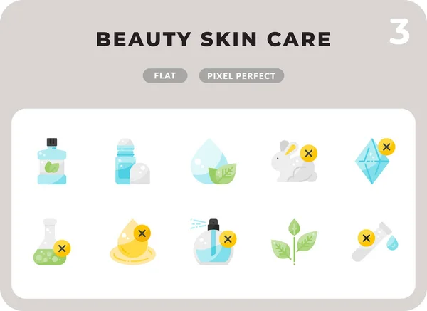 Beauty Skin Care Flat Icons Pack per interfaccia utente. Set di icone vettoriali a linea sottile perfette per il web design e l'applicazione del sito Web — Vettoriale Stock
