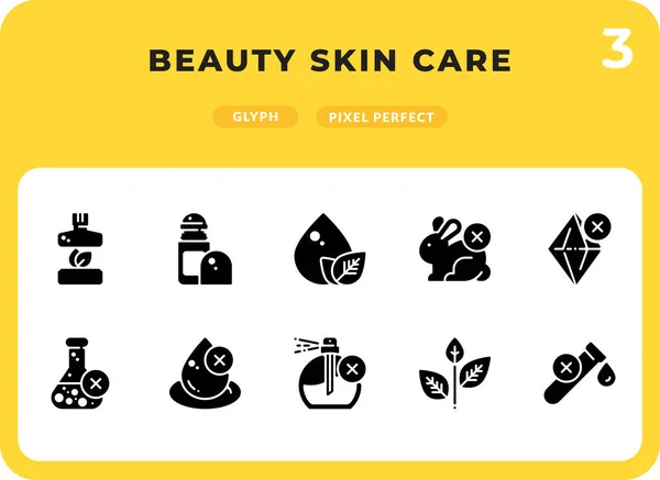 Beauty Skin Care Glyph Icons Pack para UI. Pixel perfecto conjunto de iconos de vectores de línea delgada para diseño web y aplicación web — Vector de stock