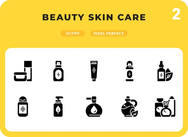 Beauty Skin Care Glyph Icons Pack pro Ui. Pixel perfektní tenká čára vektorové ikony nastavena pro web design a webové aplikace Vektorová Grafika