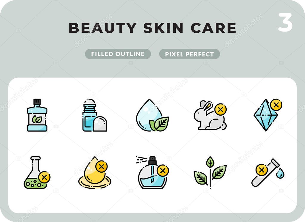 Beauty Skin Care Filled Icons Pack for UI. Pixel perfect thin line vector icon set for web design and website application