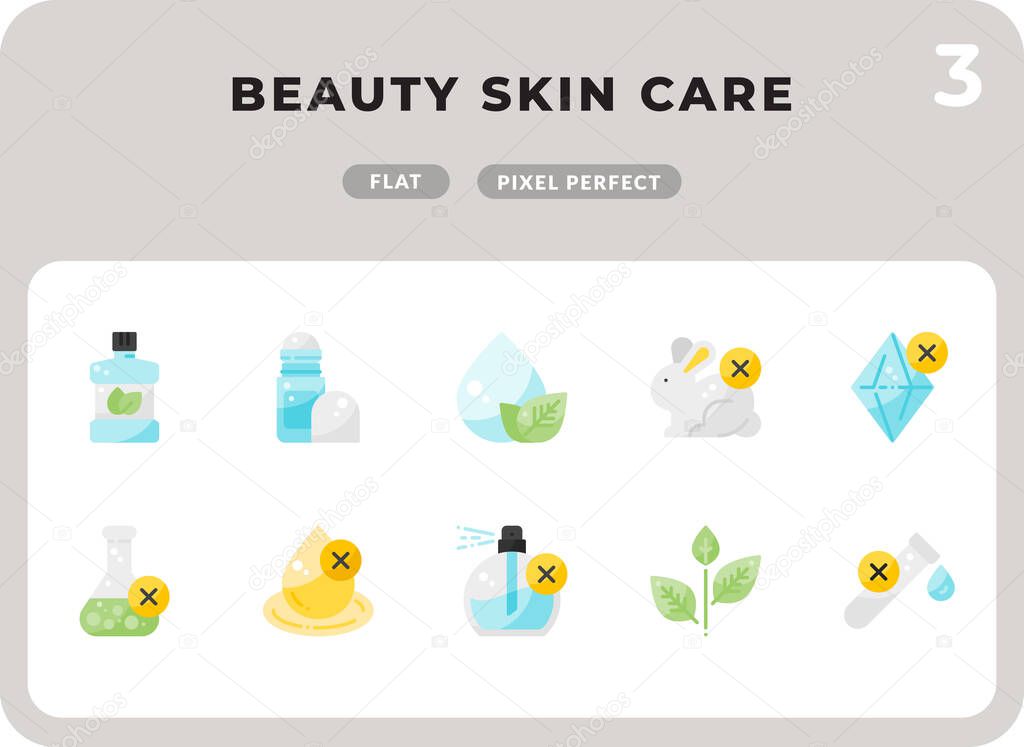 Beauty Skin Care Flat  Icons Pack for UI. Pixel perfect thin line vector icon set for web design and website application