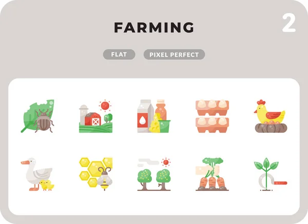 Farming Flat Icons Pack para UI. Pixel perfeito linha fina vetor ícone definido para web design e aplicação do site — Vetor de Stock