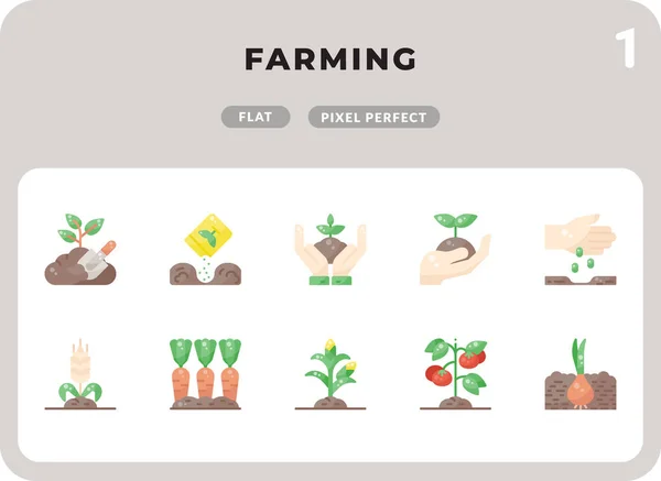 Paquete de iconos planos de agricultura para UI. Pixel perfecto conjunto de iconos de vectores de línea delgada para diseño web y aplicación web — Archivo Imágenes Vectoriales