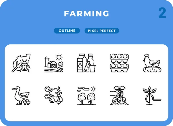 Paquete de iconos de esquema agrícola para interfaz de usuario. Pixel perfecto conjunto de iconos de vectores de línea delgada para diseño web y aplicación web Ilustraciones De Stock Sin Royalties Gratis