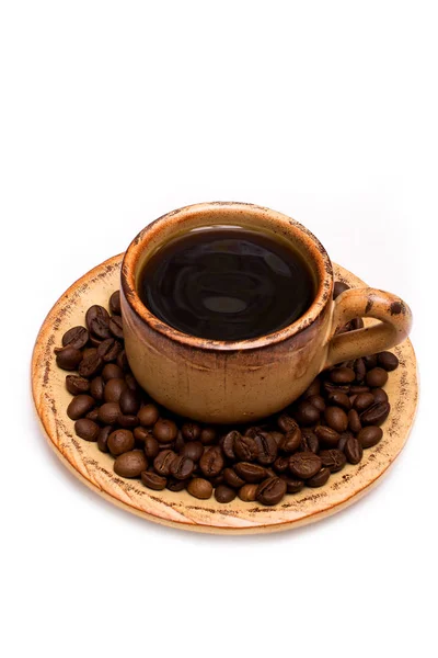 Piccola tazza di caffè bianco. Isolato sfondo bianco — Foto Stock