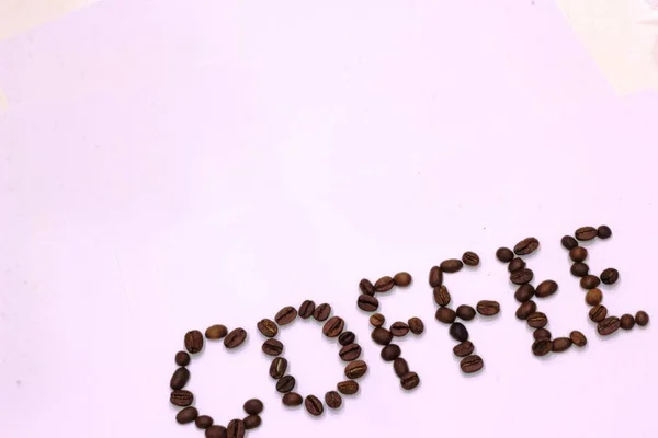 Inscription du café à partir de grains de café — Photo