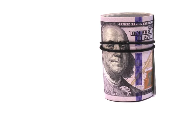 Hrnul se do zkumavky se sto dolarů bankovky — Stock fotografie