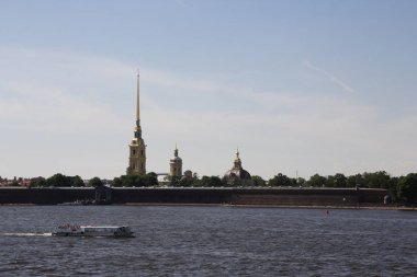 Peter ve Paul fortress ve Neva nehir manzarası. Saint Petersburg