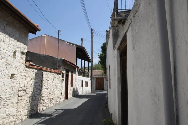 Antigas Ruas Sinuosas Aldeia Cipriota — Fotografia de Stock
