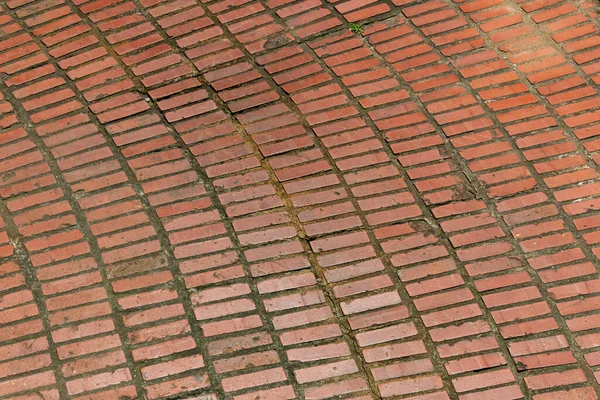 Fundo Grande Arco Linhas Piso Tijolo Vermelho Argamassa Escura Espaço — Fotografia de Stock