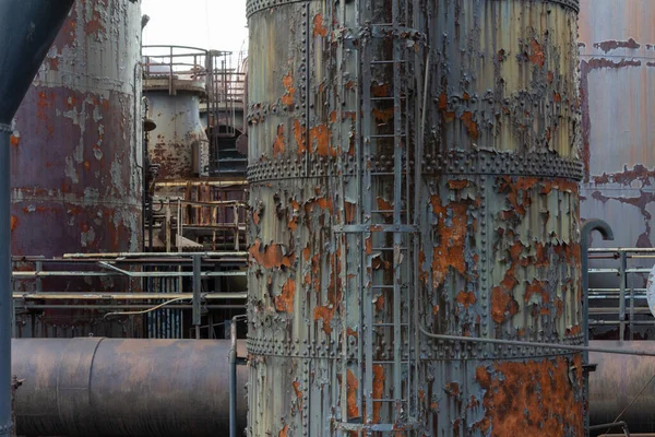 Detalle Tubos Industriales Metálicos Con Una Amplia Gama Texturas Pintura — Foto de Stock