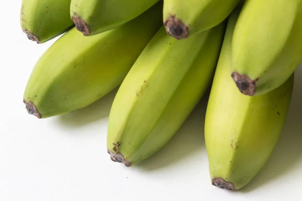 Camada Dupla Bananas Verdes Amarelas Aspecto Branco Horizontal — Fotografia de Stock