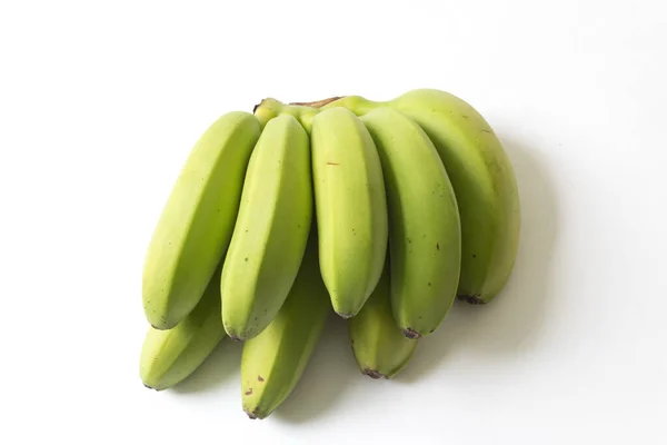 Layered Bunch Green Baby Bananas Copy Space Isolated White — Stock Photo, Image