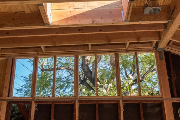 Renovation Construction Showing Added Stud Wall Raise Roof Height Roof — Stock Photo, Image