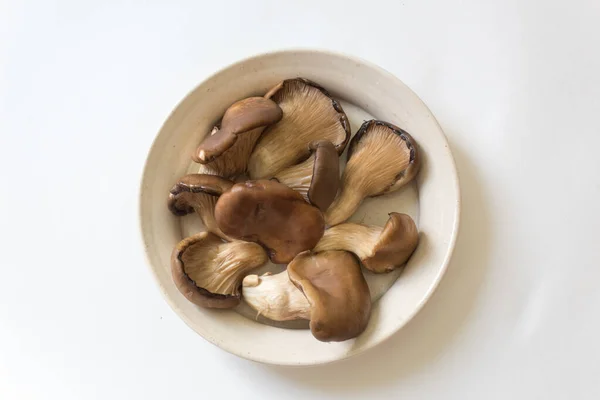 螺旋桨蘑菇的小盘 食物配料 水平面隔离 — 图库照片