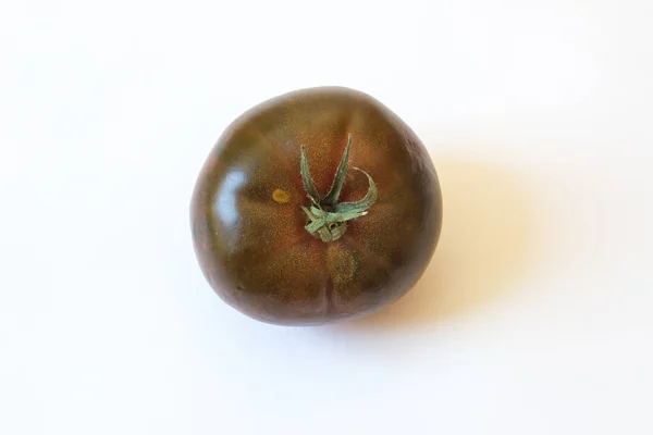 Vue Extrémité Tige Ingrédient Alimentaire Tomate Type Cherokee Purple Biologique — Photo