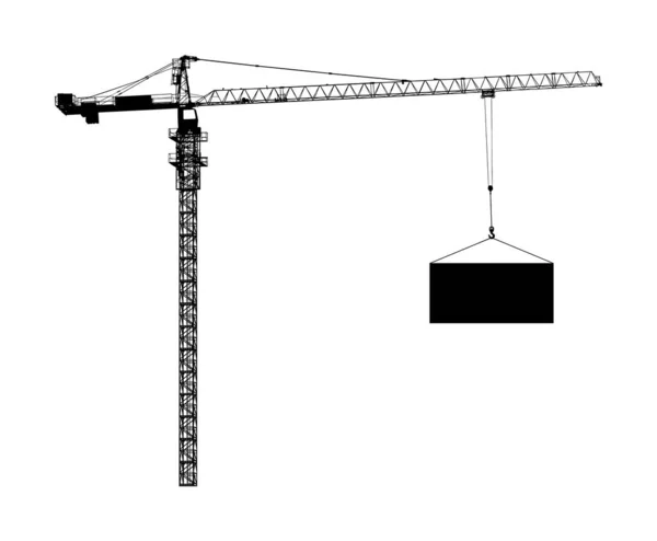 Échelle Grue Tour Silhouette Vectorielle Isolée Sur Blanc Machine Construction — Image vectorielle
