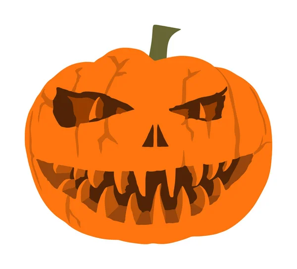Halloween Pumpkin Vector Isolated White Background Scary Face Laughing Happy — Stock Vector