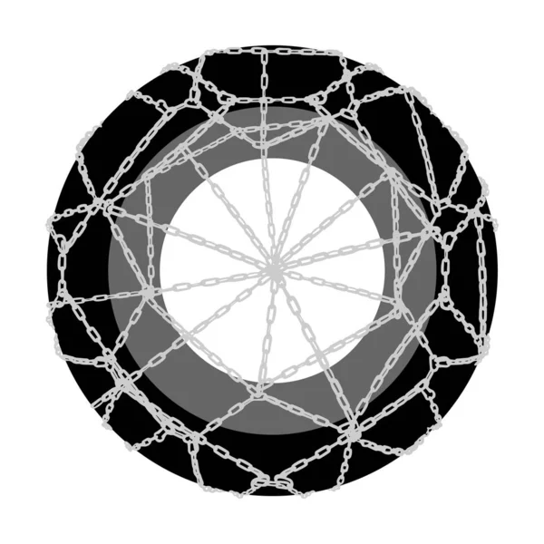 Kar zincirleri beyaz arka planda izole edilmiş. Kış yolu için kar zincirli araba tekerleği. Güvenlik için zincirli kış lastiği seti..