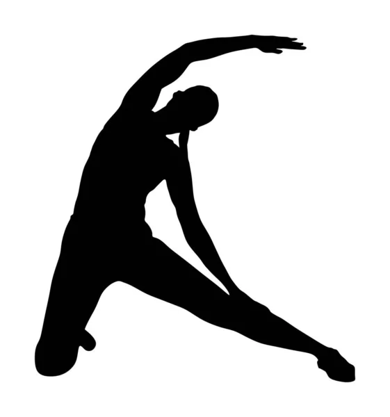 Fitness Femme Instructeur Exercice Sur Entraînement Silhouette Vectorielle Gymnase Perdre — Image vectorielle