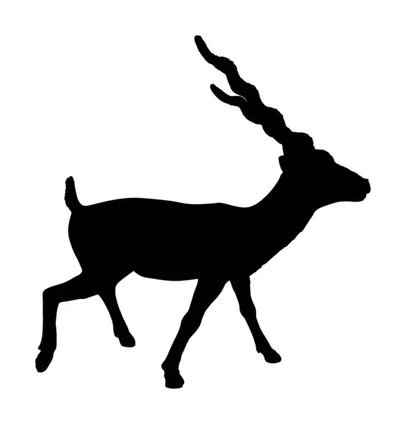 Blackbuck Antelope Vector Silhouette Illustration Isolated White Background Indian Antilope — Stock Vector