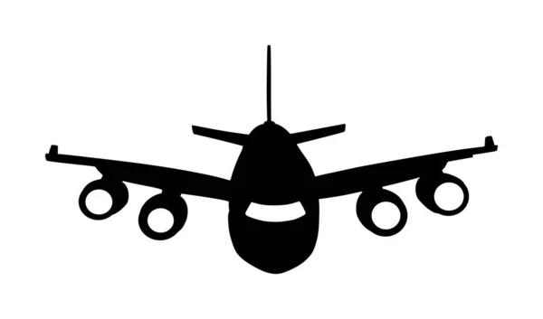 Ilustración Silueta Vectorial Avión Aislada Sobre Fondo Blanco Jet Avión — Vector de stock