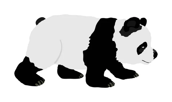 Ilustración Vectorial Panda Aislada Sobre Fondo Blanco Oso Panda Comedor — Archivo Imágenes Vectoriales