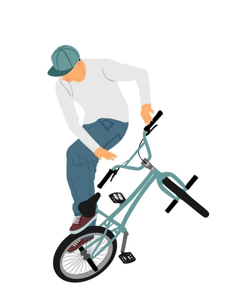 Велосипедные Трюки Векторная Иллюстрация Изолированы Белом Фоне Фристайл Асов Ездить — стоковый вектор