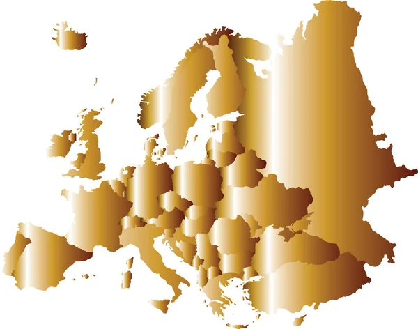 Illustration Vectorielle Carte Gold Europe Isolée Sur Fond Blanc Europe — Image vectorielle