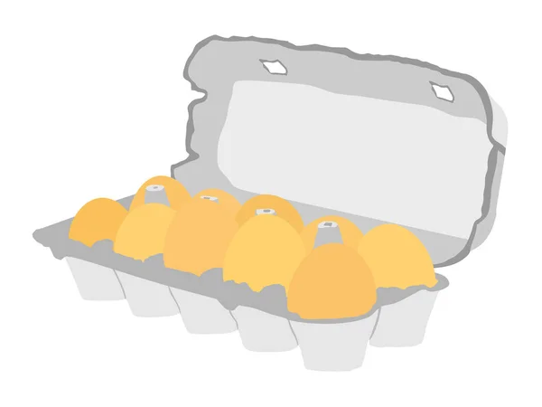 Eierschachtelvektor Aus Karton Mit Zehn Eiern Isoliert Auf Weißem Hintergrund — Stockvektor